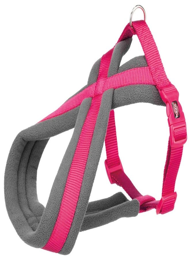 Trixie Premium Touring Harness for Dogs | Made with Fleece Padding, Adjustable, and Lightweight | Strong D-Ring Keeps The Harness and Leash in Place - M 45-80CM/25MM Fuchsia